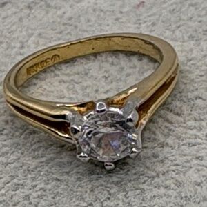 Elegant 18kt HGE Gold and Silver Women's Ring CZ Diamond
